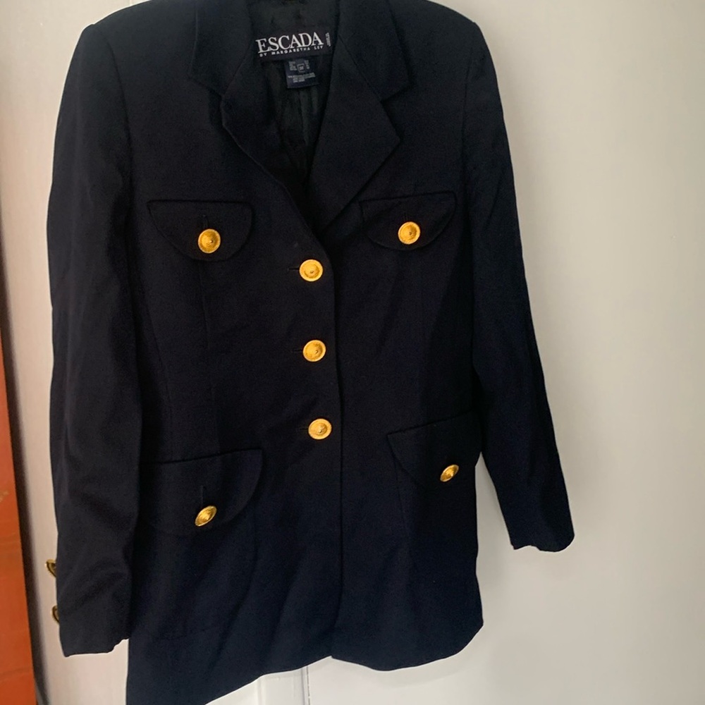 VTG Escada Wool Blazer Coat Jacket Margaretha Ley Black  Lined size 38